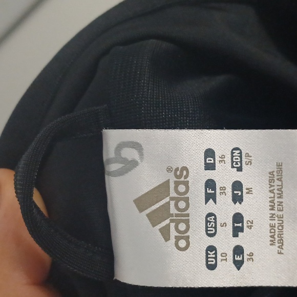 Adidas Black Track Jacket with Blue Stripes, Gentle Used, Sz Small - Picture 3 of 3